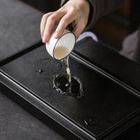 苏氏陶瓷(SUSHI CERAMICS)素净茶托盘家用简约小型干泡排水两用茶盘
