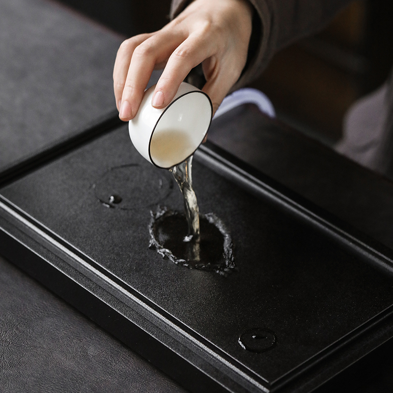 苏氏陶瓷(SUSHI CERAMICS)素净茶托盘家用简约小型干泡排水两用茶盘