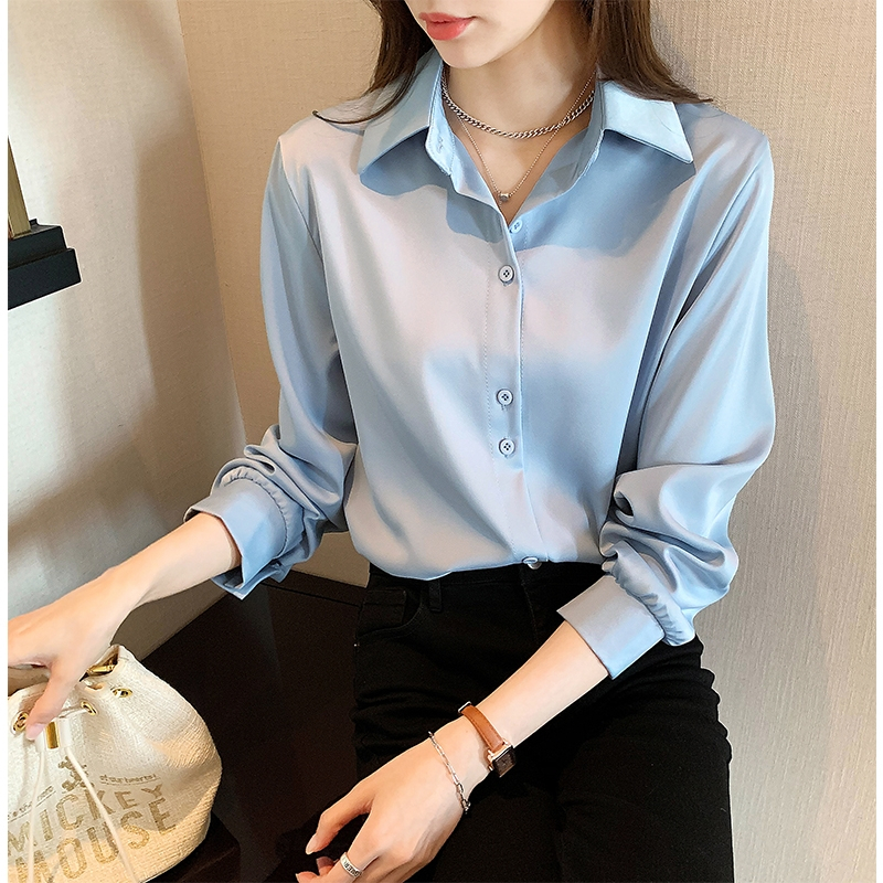 雪纺衬衫女早春2021新款时尚设计感小众上衣宽松叠穿白衬衣打底衫