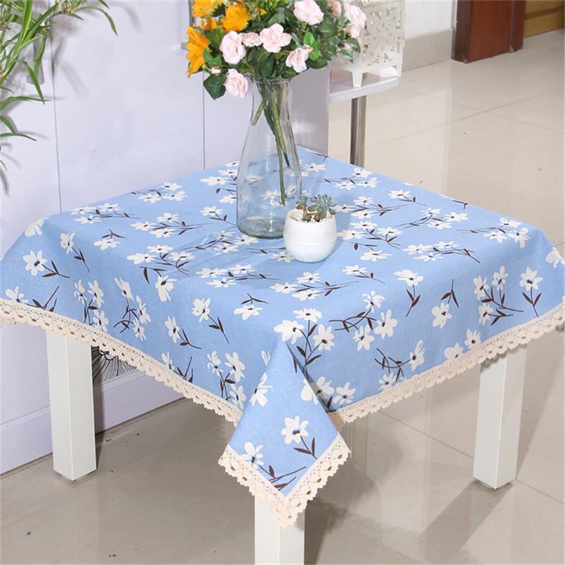 蓝色防水餐桌布椅套椅垫正方形茶几布欧式田园小清新桌旗简约风格
