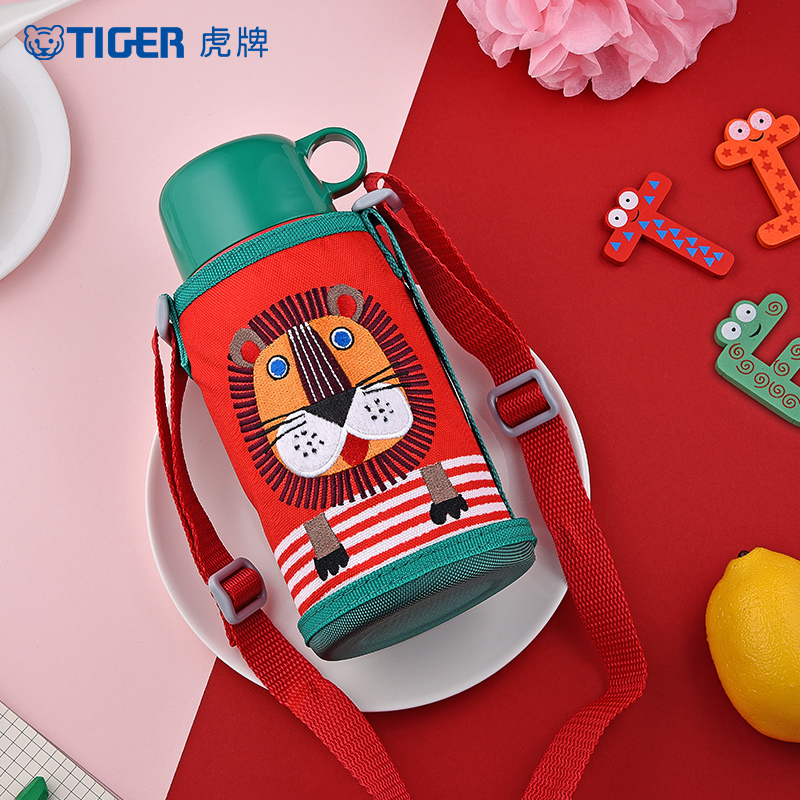 虎牌(Tiger)儿童两用保温杯 304不锈钢真空保温杯 两用儿童杯 水杯 杯子 狮子 MBR-S06G R