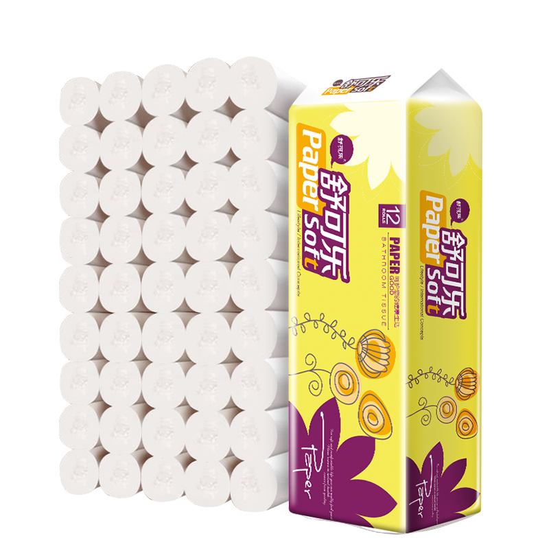 舒可乐原木浆卷纸12卷卫生纸手纸筒纸妇婴家用厕纸无芯纸巾