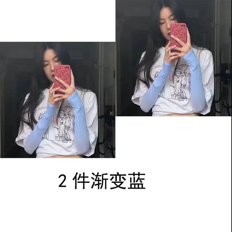 ins网红夏季宽松防晒冰丝袖套女开车手套护臂骑行手袖子 莎丞图片