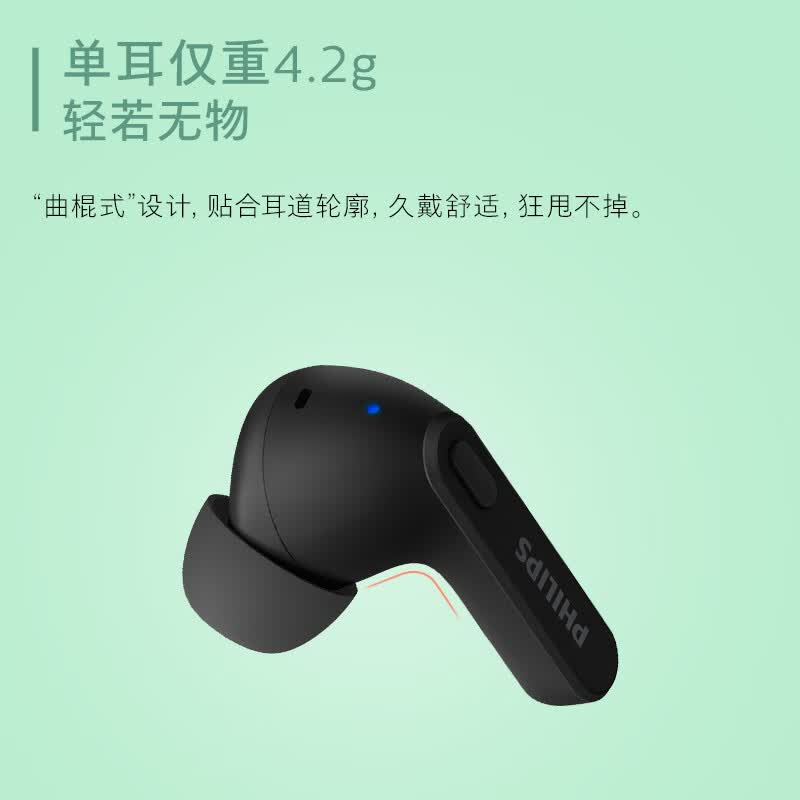飞利浦(PHILIPS)真无线蓝牙耳机耳机降噪苹果华为小米手机TAT2206BK 黑色高清大图