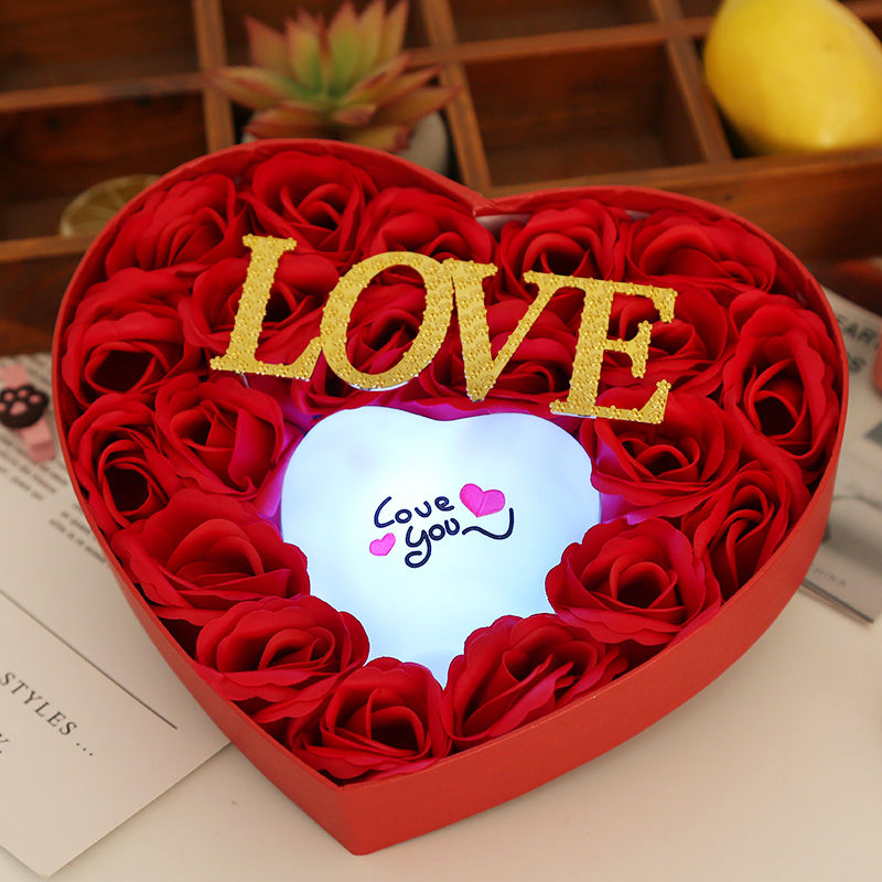 创意520情人节礼物女生送妈妈老婆女友闺蜜心形香皂玫瑰花束礼盒