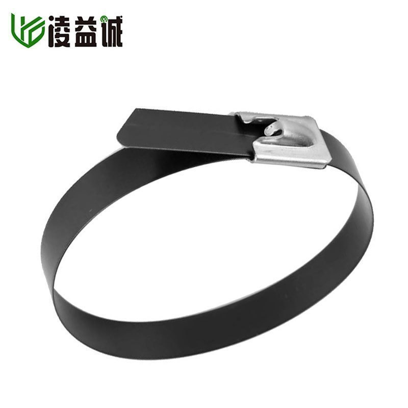凌益诚 304喷塑滚珠自锁式BZ-C不锈钢扎带 8*1400 50支 包高清大图