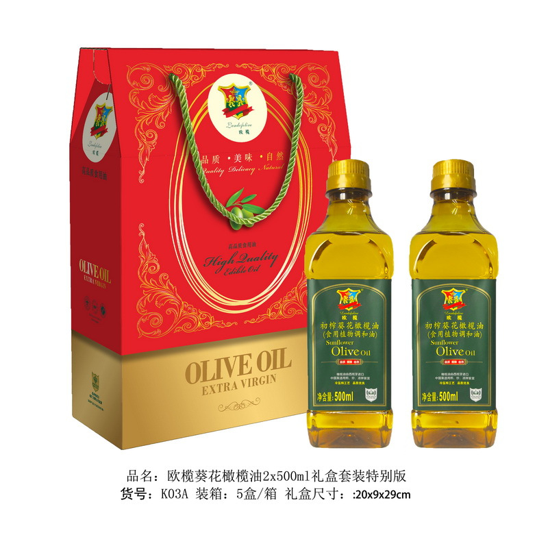 欧榄 初榨葵花橄榄油500ml*2礼盒