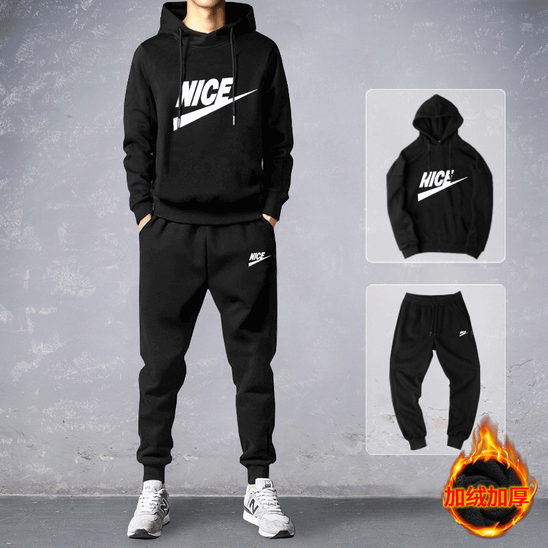 秋季卫衣三件套男痞帅运动休闲加绒一套潮男搭配潮流帅气冬装套装卫衣