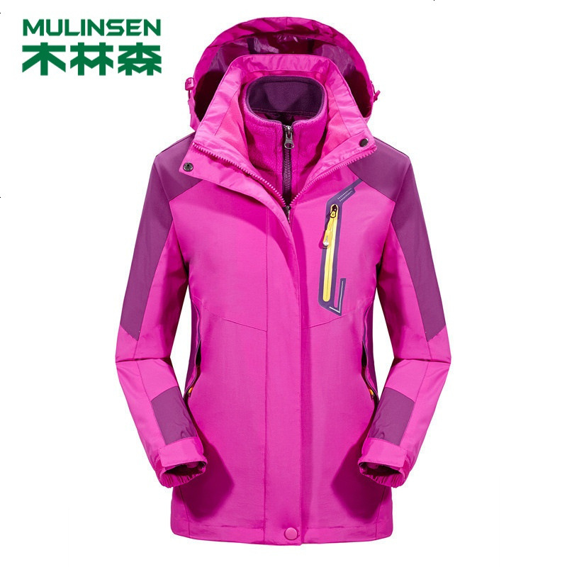 木林森[MULINSEN]情侣款户外防风保暖三合一可拆卸抓绒衣两件套冲锋衣80889-1