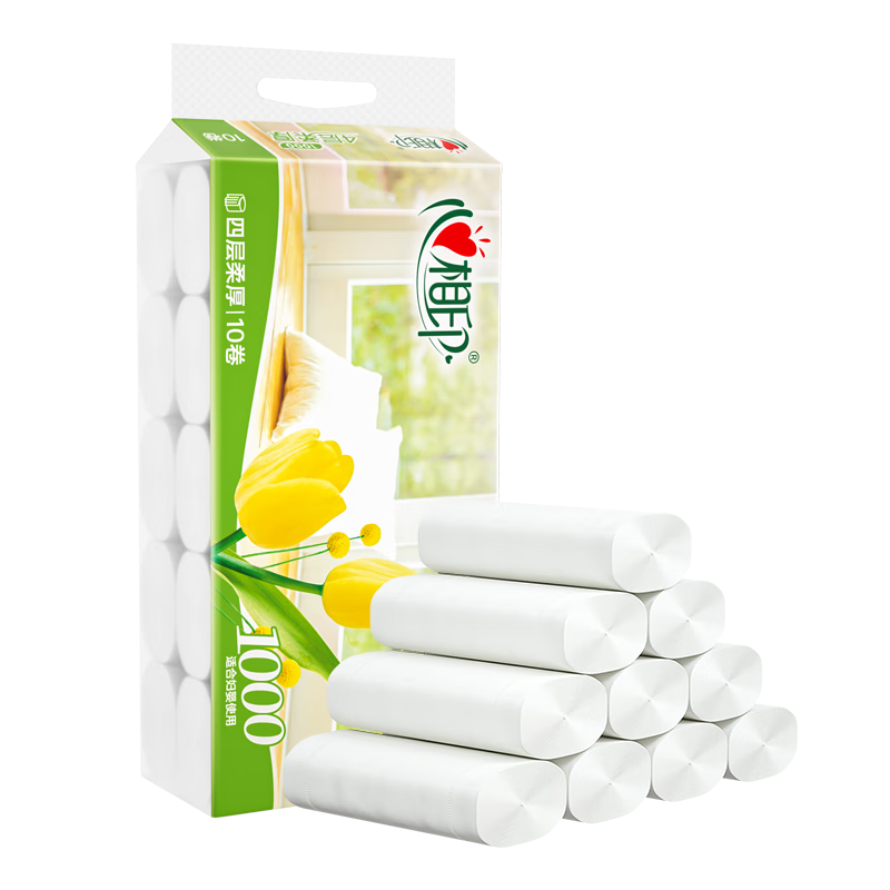 心相印 优选靠枕系列4层无芯卫生纸 100g/卷 10卷/提 5提装 LR110高清大图