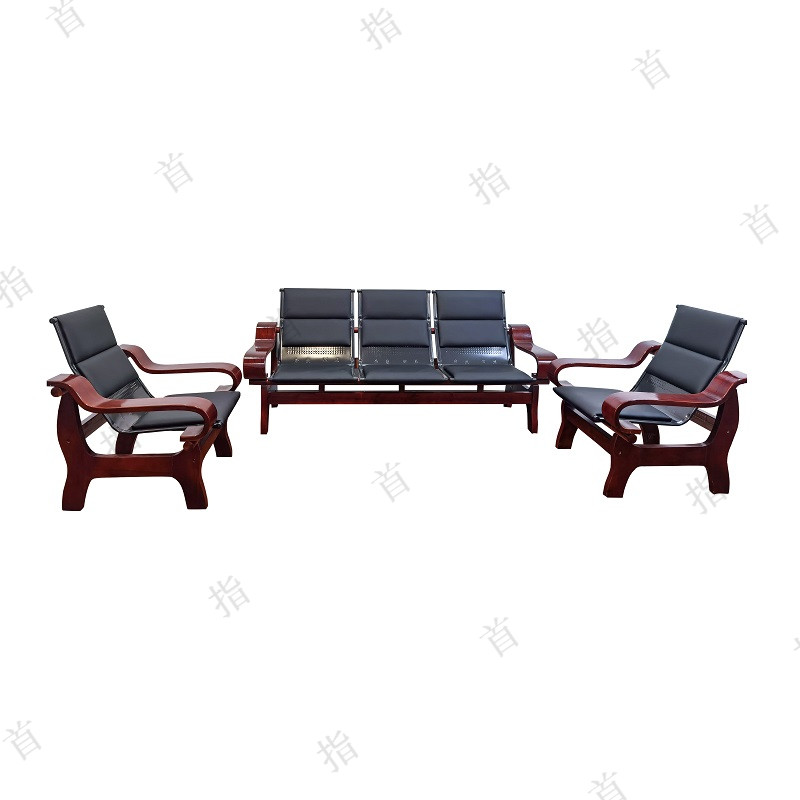 首指（SZ）接待沙发/办公沙发/1+3+1/SZ-907 黑色1+3+1 198*68*87