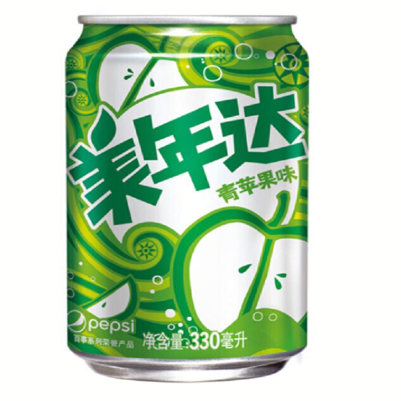 美年达青苹果味碳酸饮料330ml视频