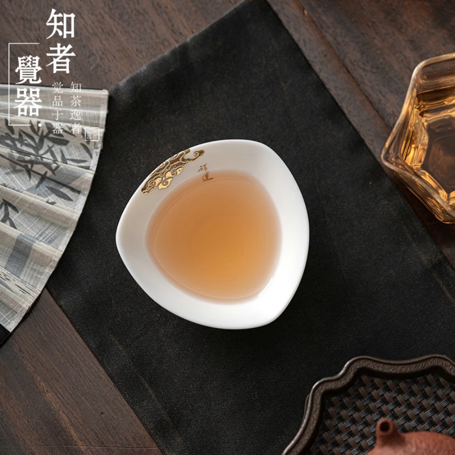 知者觉器-【祥运】茶具套装品茗杯功夫茶具家用主人杯单杯小号陶瓷茶杯 祥运羊脂玉瓷主人杯 1只