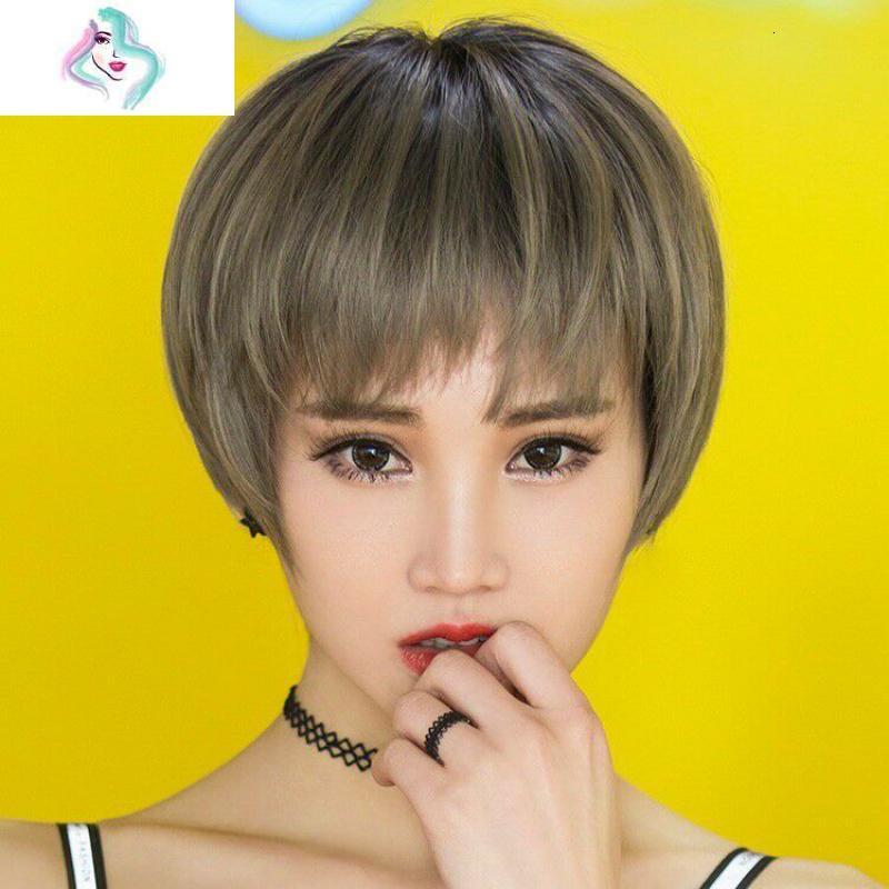 假发男女短发短碎发时尚蓬松自然假发带韩国圆脸波波头发套短卷发 你