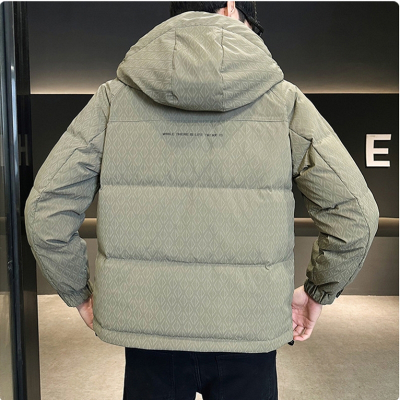 羽绒服男士短款冬季2024新款衣服帅气潮牌连帽保暖加厚外套男冬天高清大图