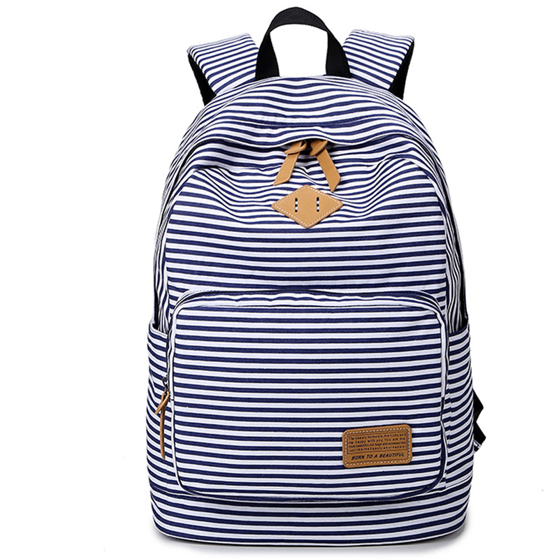 思米妮卡sminica2018新款电脑包韩版初中生书包时尚条纹旅行包女士