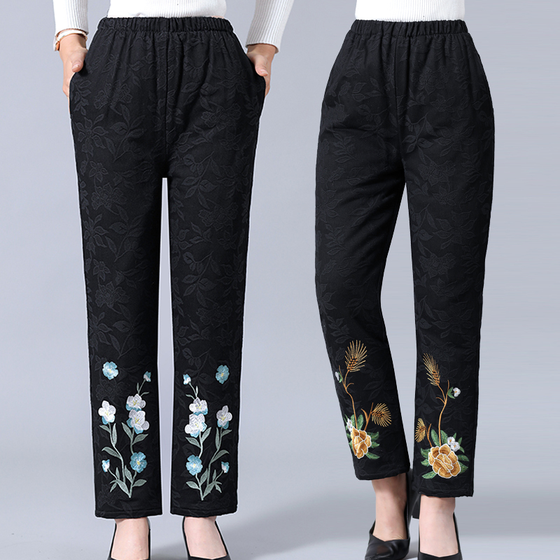 女裤棉裤绣花民族风妈妈裤子裤老人奶奶保