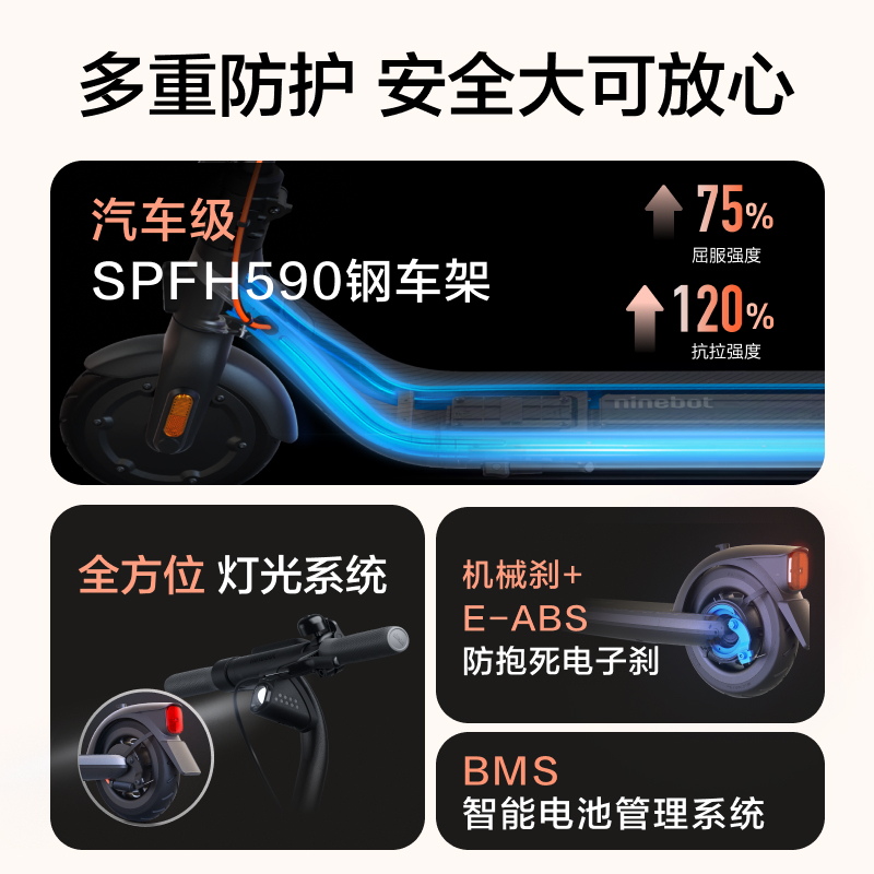 Ninebot九号电动滑板车E2成人便携折叠上班代步神器 E2黑