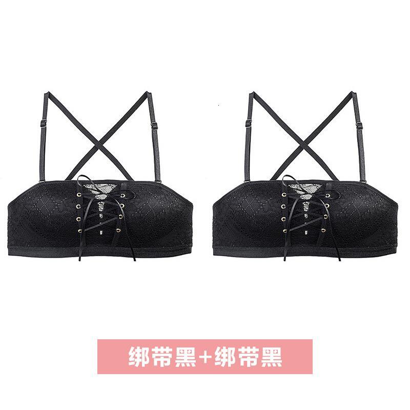 无肩带内衣拢上托抹胸胸罩背蕾丝胸贴文胸
