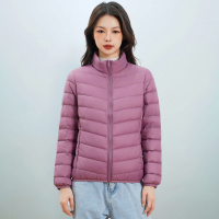 新女式新国标90绒简约羽绒纯色女立领女装轻薄款羽绒服女士 XXL 格调紫
