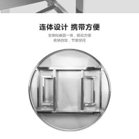 晋舰不锈钢连体餐桌烧烤夜宵大排档餐桌农村摆地摊圆形桌 1.0米压花