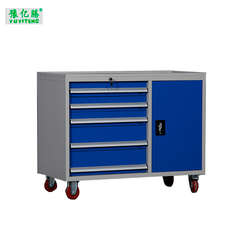 豫亿腾 五抽工具车(带门) 车间用双开门储物柜 加厚五金收纳箱抽屉式铁皮刀具柜子 可定制