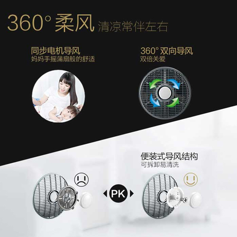 美的(Midea) 转页扇 KYS30-16A 360°俯仰角可调 4档风速 2H预约定时 电风扇