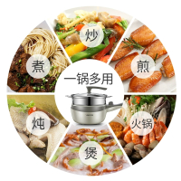 优益麦饭石电煮锅宿舍学生家用炒菜蒸饭多功能不粘锅小型一体锅