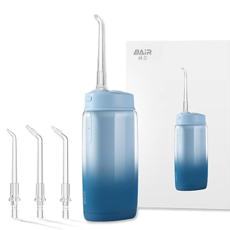 拜尔(BAiR) 便携式冲牙器V2蓝屿-主机+充电线+标准喷嘴*2/正畸喷嘴/牙周袋喷嘴