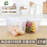 冰箱保鲜收纳盒长方形抽屉式鸡蛋盒食品冷冻盒厨房收纳塑料储物盒FENGHOU 4.5L*2个【食品级PP材质】