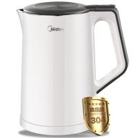 美的(Midea)电热水壶 MK-SH15Colour102 家用无缝内胆 304不锈钢 双层防烫 1.5L小容量烧水壶