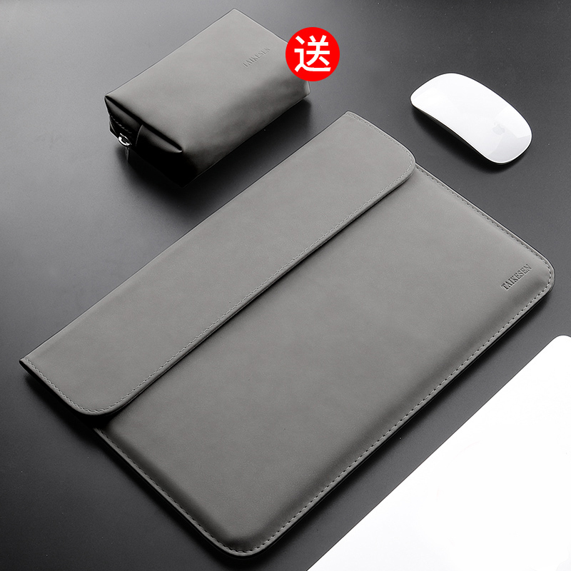 内胆包适用联想苹果戴尔华硕小米笔记本macbook华为电脑包air13|微绒磨砂款(竖款)-卡其色+电源包 其它尺寸