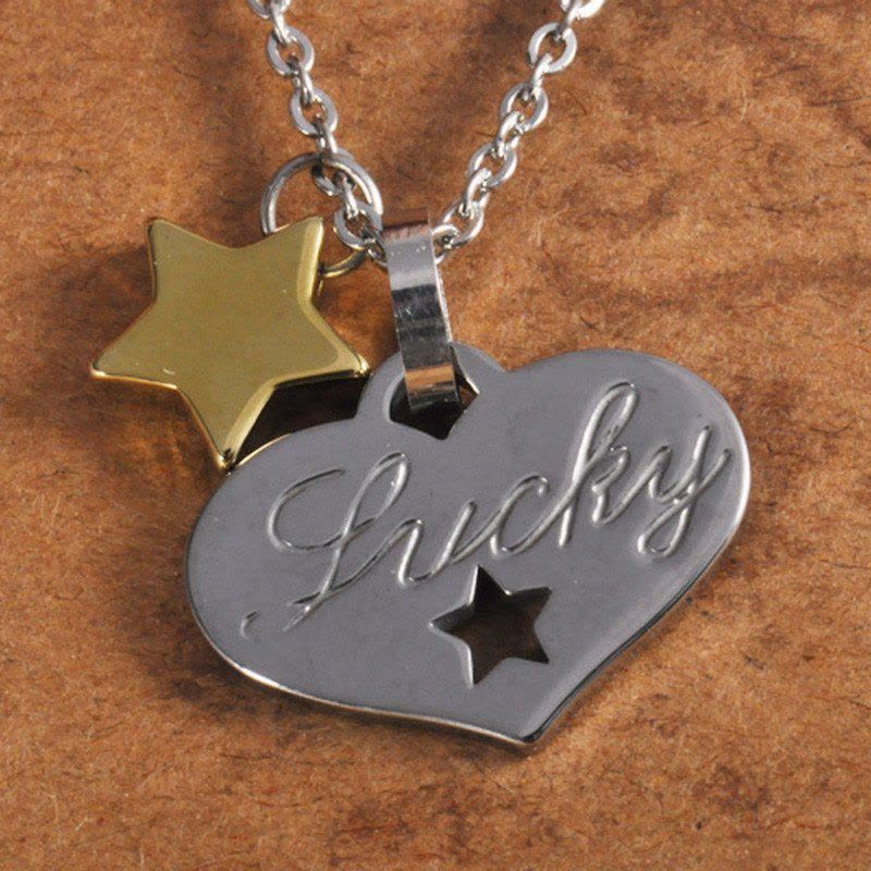 梦克拉Mkela钨金吊坠项链 幸运甜心 心形吊坠Lucky 朋克风格图片