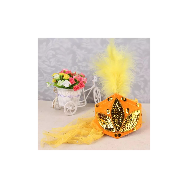 新疆舞蹈帽子羽毛头饰成人儿童纱巾帽h6