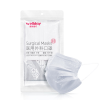 维德医疗（WELLDAY）一次性医用外科口罩成人无菌三层过滤夏季旗舰店正品灰色爸爸亲子装