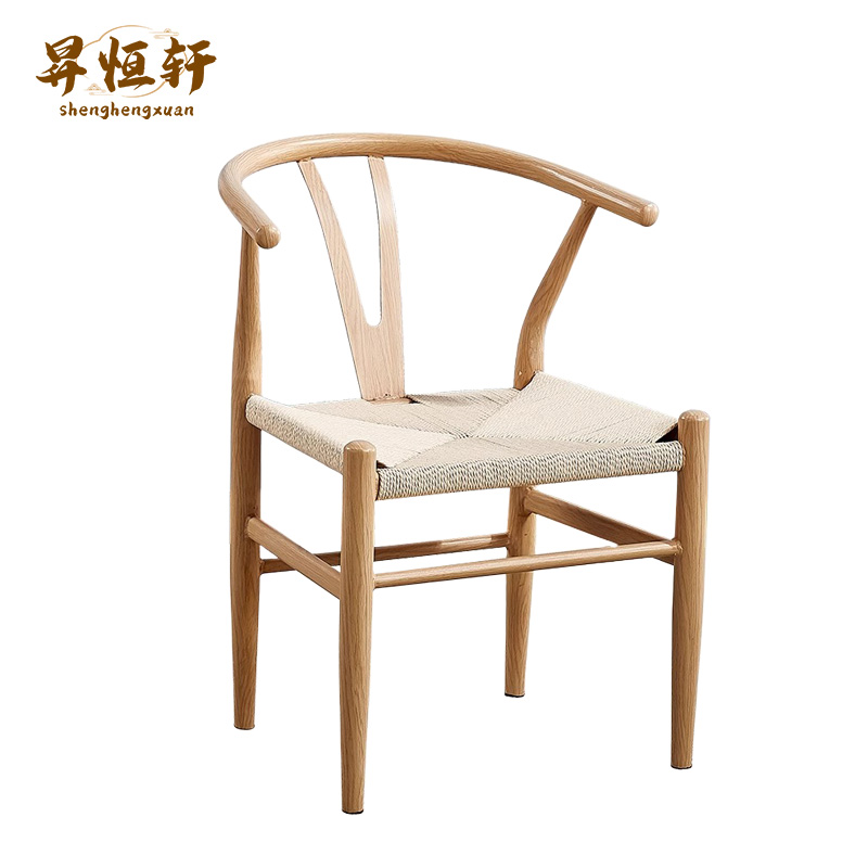 餐椅家用牛角椅凳子现代简约餐厅 Y编织太师椅仿实木椅子SHX-2336