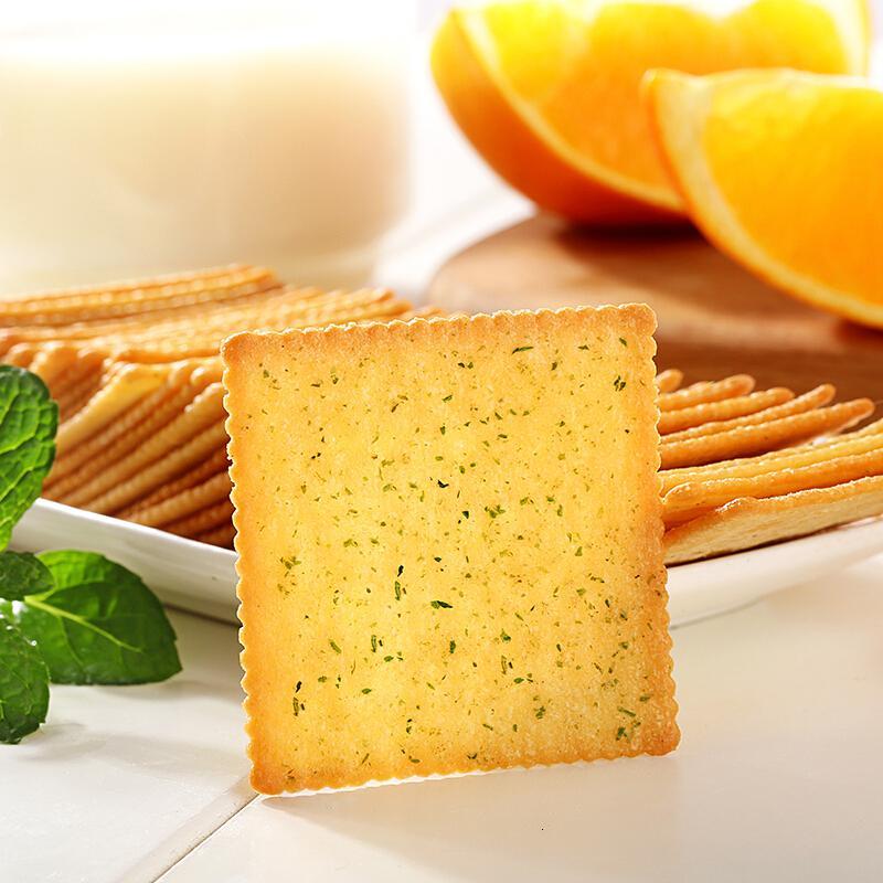 百草味 薄脆饼干308g 办公室休闲零食早餐海苔饼干 海苔味