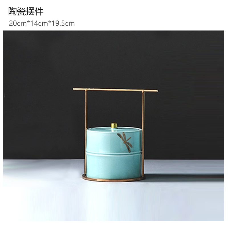 新中式陶瓷储物罐家居摆件样板房间办公室博古架软装饰品家具摆设 三维工匠 D款(中号)高清大图