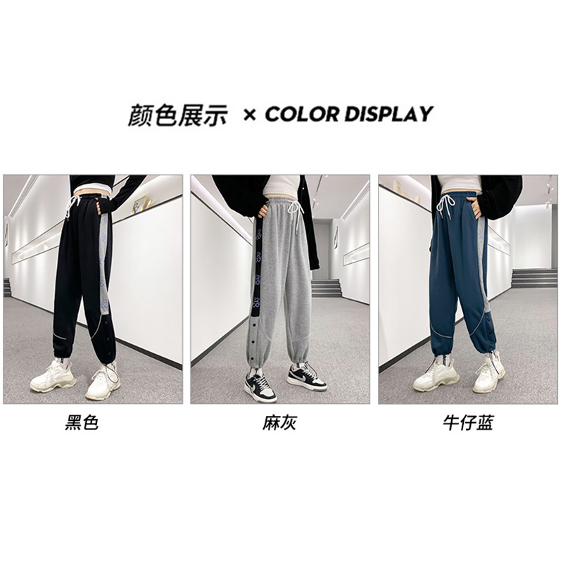 DEBRAND新年限定美式针织裤子女春秋季韩版百搭排扣裤束脚九分裤