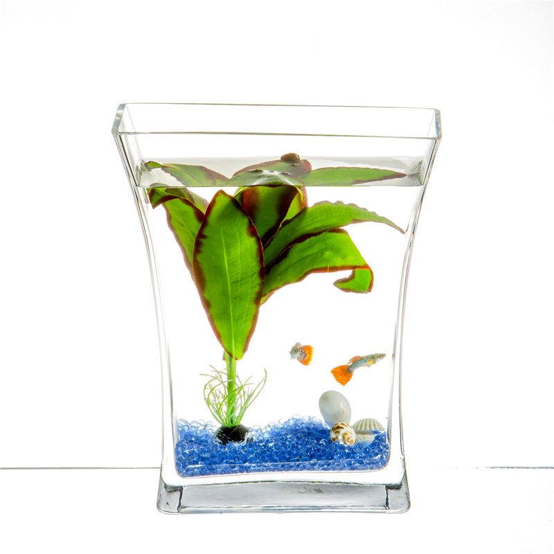 创意玻璃鱼缸斧头缸桌面小型水族箱金鱼缸造景套餐办公室客厅摆件高清大图