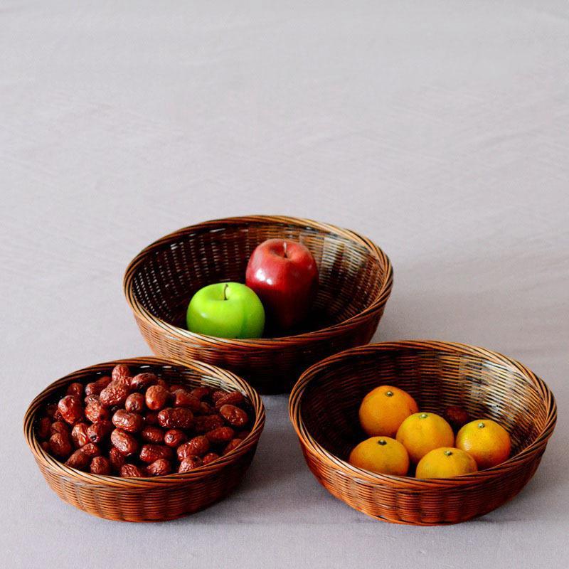 圆形家用竹篮水果竹编篮子餐厅手工编竹篮鸡蛋篮竹编竹制品