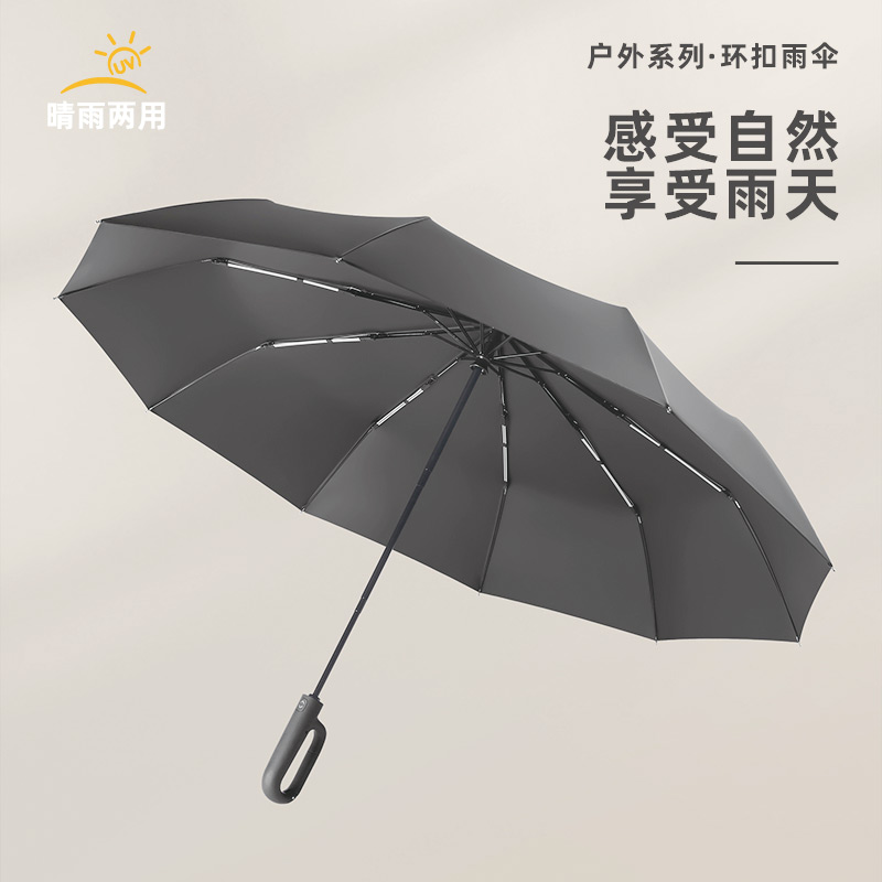 艾逸瑶选 赛博系列环扣手柄全自动商务超大晴雨伞 YS-1848高清大图