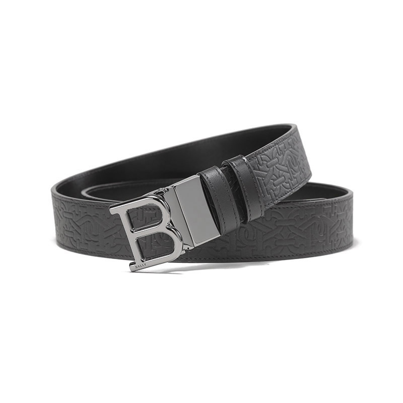 bally巴利男士皮革可裁剪b字搭扣板扣式双面皮带腰带35cmb35msm