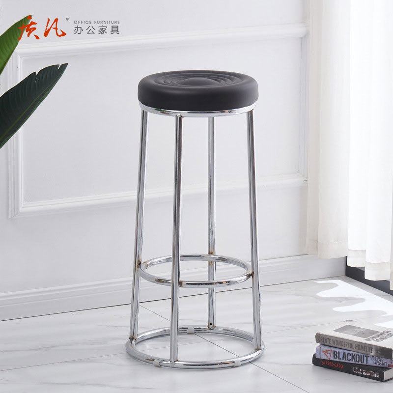 质凡 ZF-BY02高脚凳酒吧凳吧椅颜色备注 黑色坐垫高脚凳63CM高清大图