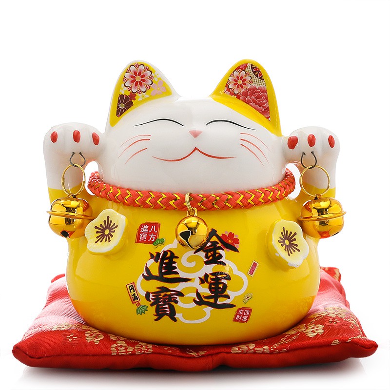 猫小摆件 店铺开业小号家居客厅礼品陶瓷存钱储蓄罐 三维工匠 4寸粉猫[心心相印]猫高清大图