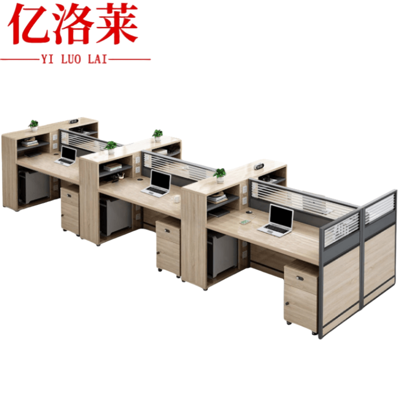 亿洛莱 六人办公桌+柜 3600*1200*1100mm 张高清大图