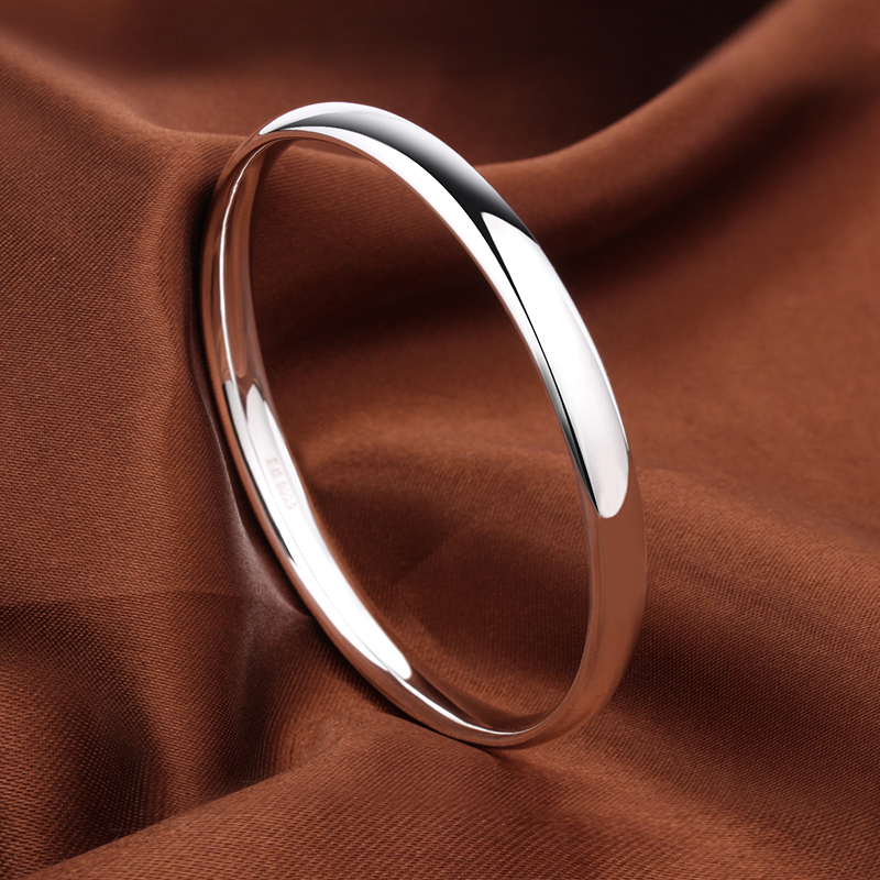 9999纯银手镯女光面闭口实心素圈银镯子时尚饰品年轻款手年 35克--内径60mm--面宽7mm