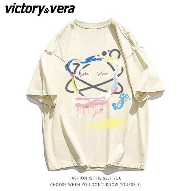 VICTORYVERA美式高街复古小熊印花短袖T恤女夏季潮牌宽松半袖上衣