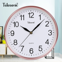 天王星(Telesonic)客厅挂钟简约时尚卧室钟表书房会议室现代创意圆形石英钟 扫秒机芯