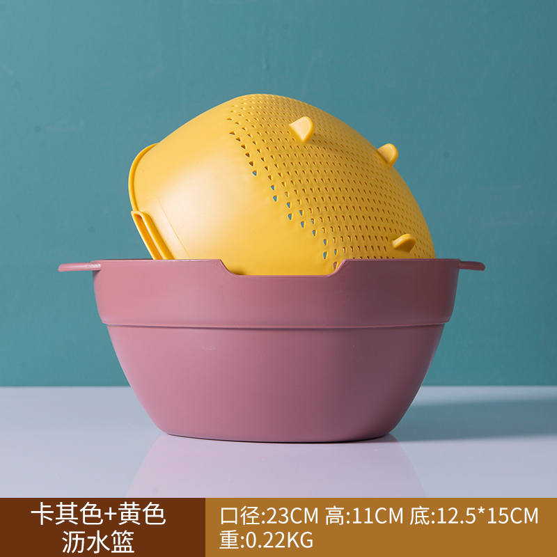 家用大号垃圾桶阿斯卡利(ASCARI)创意可爱桌面带盖纸篓客厅厨房分类茶几迷你垃圾篓 黄色+卡其色沥水篮
